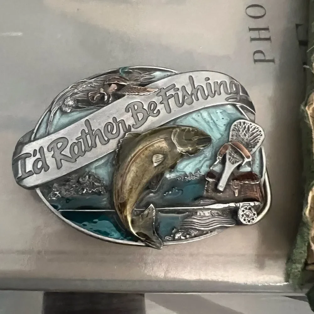 Siskiyou Vintage I’d Rather Be Fishing Siskiyou Buckle Co 1985 Belt Buckle.
